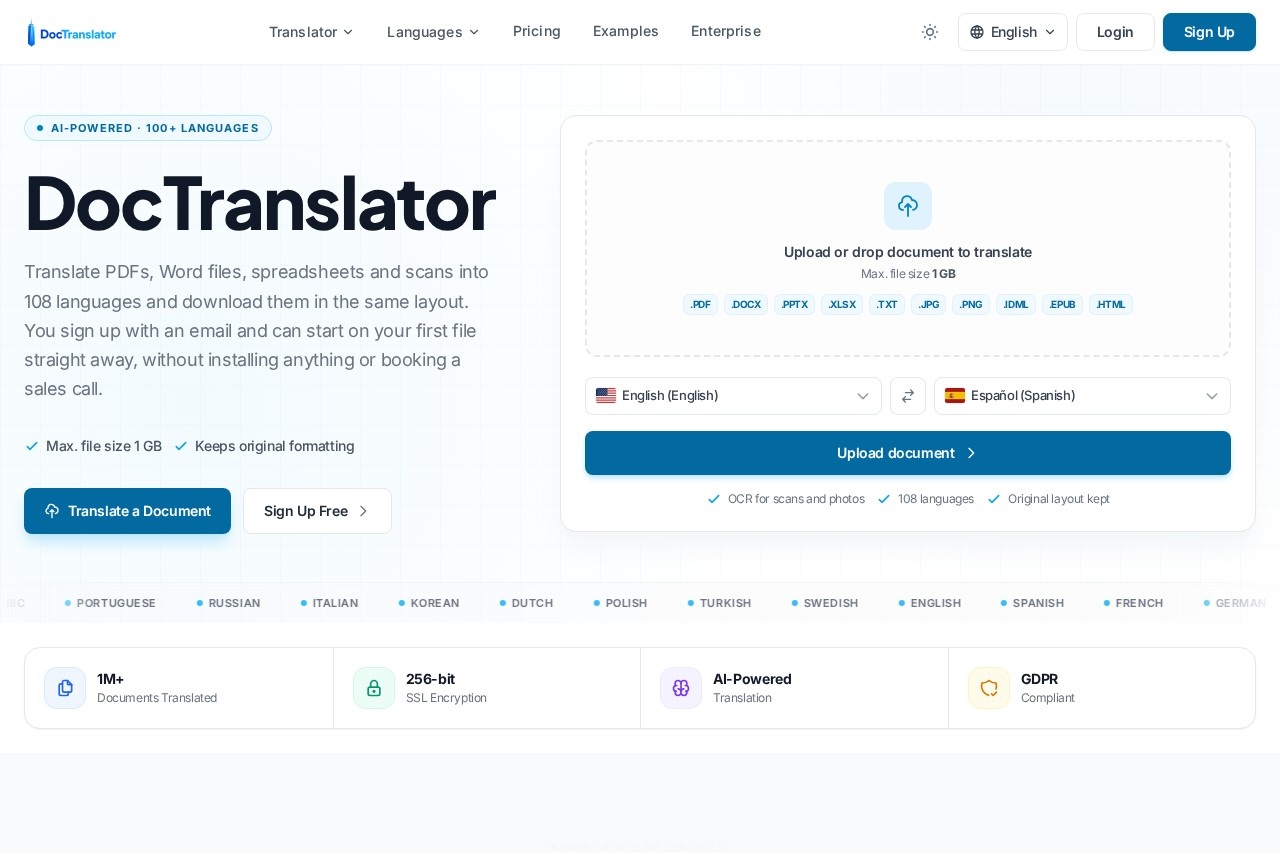 DocTranslator screenshot