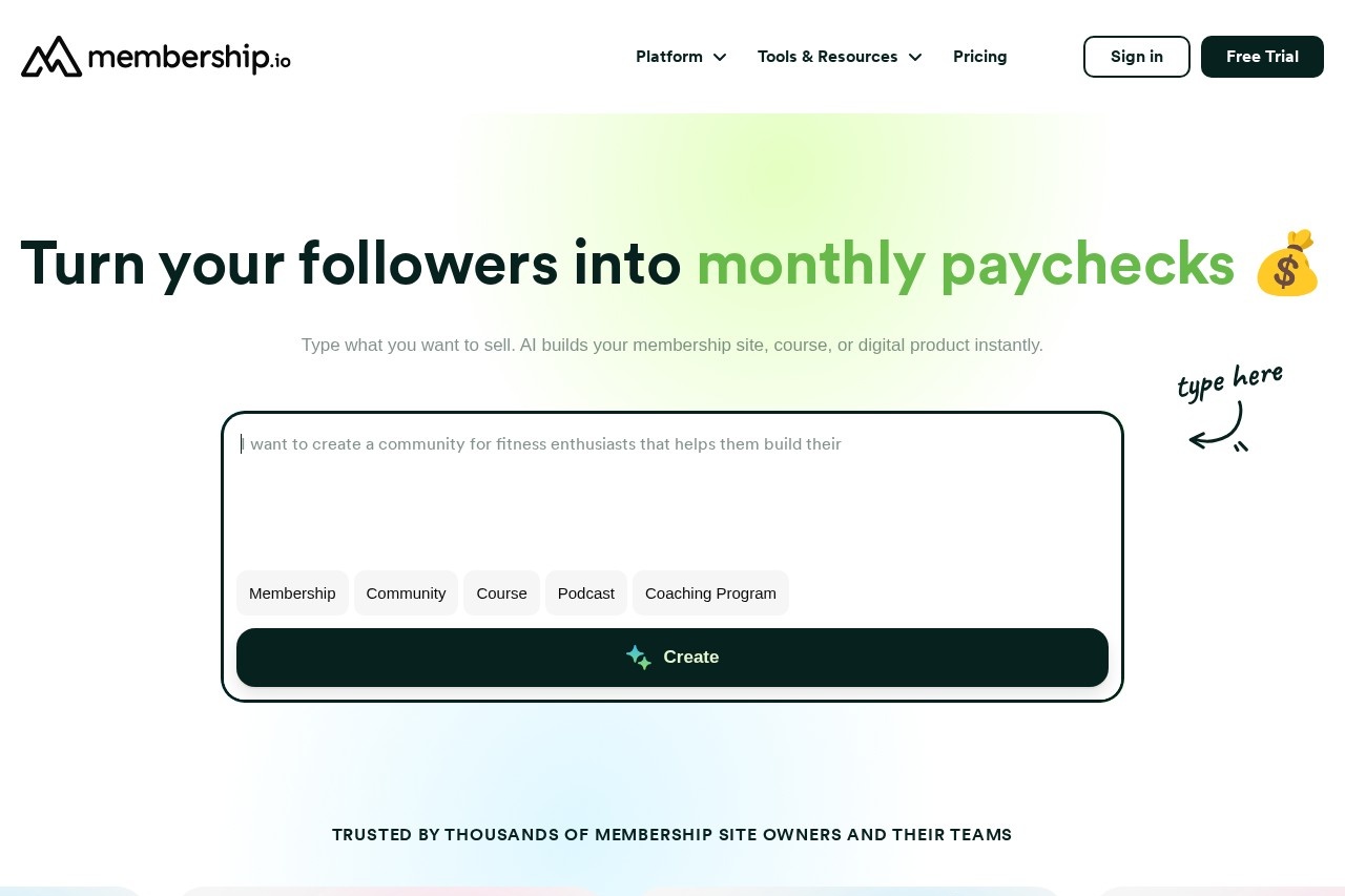 Membership.io screenshot