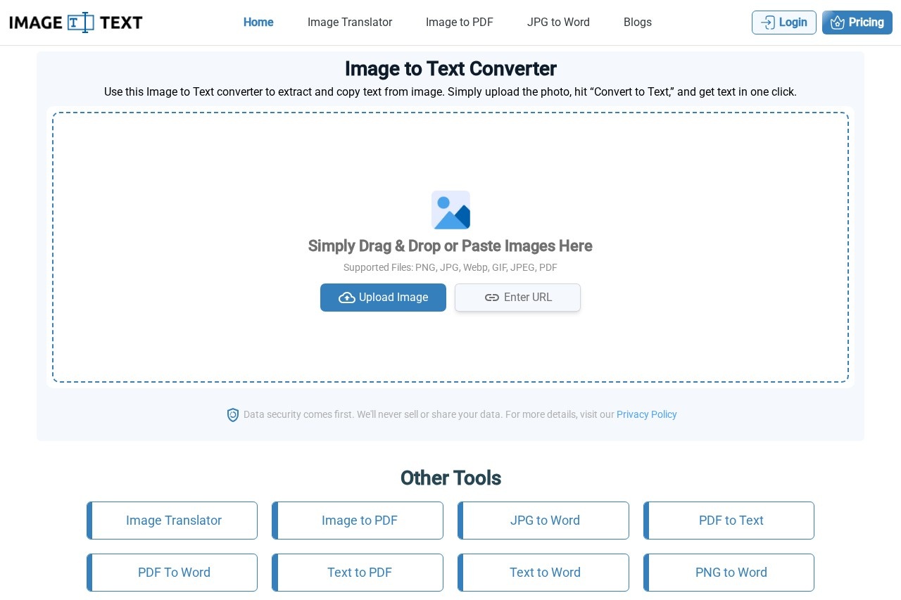 Imagetotext.me screenshot