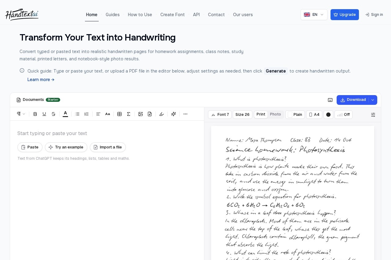 HandtextAI screenshot