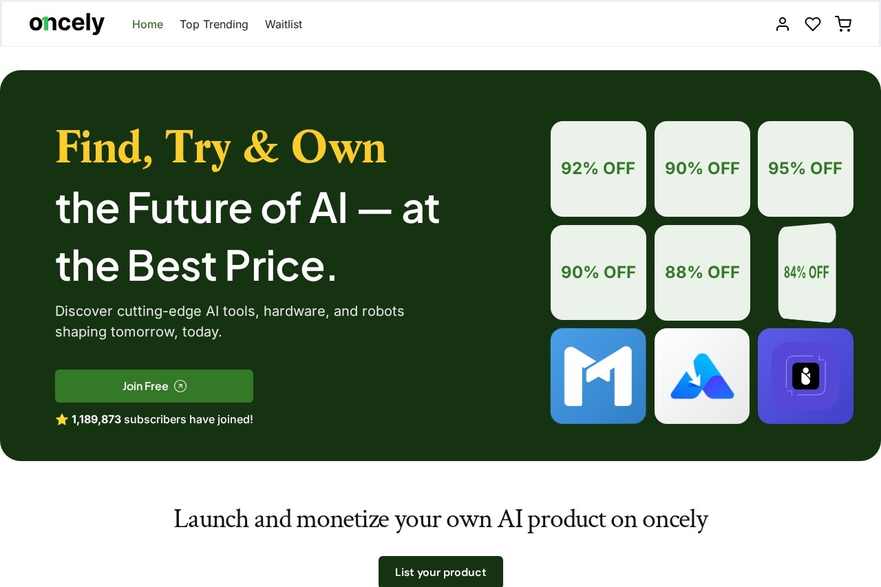 Oncely screenshot
