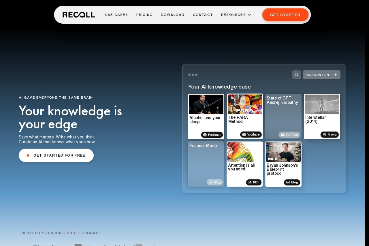 Recall screenshot