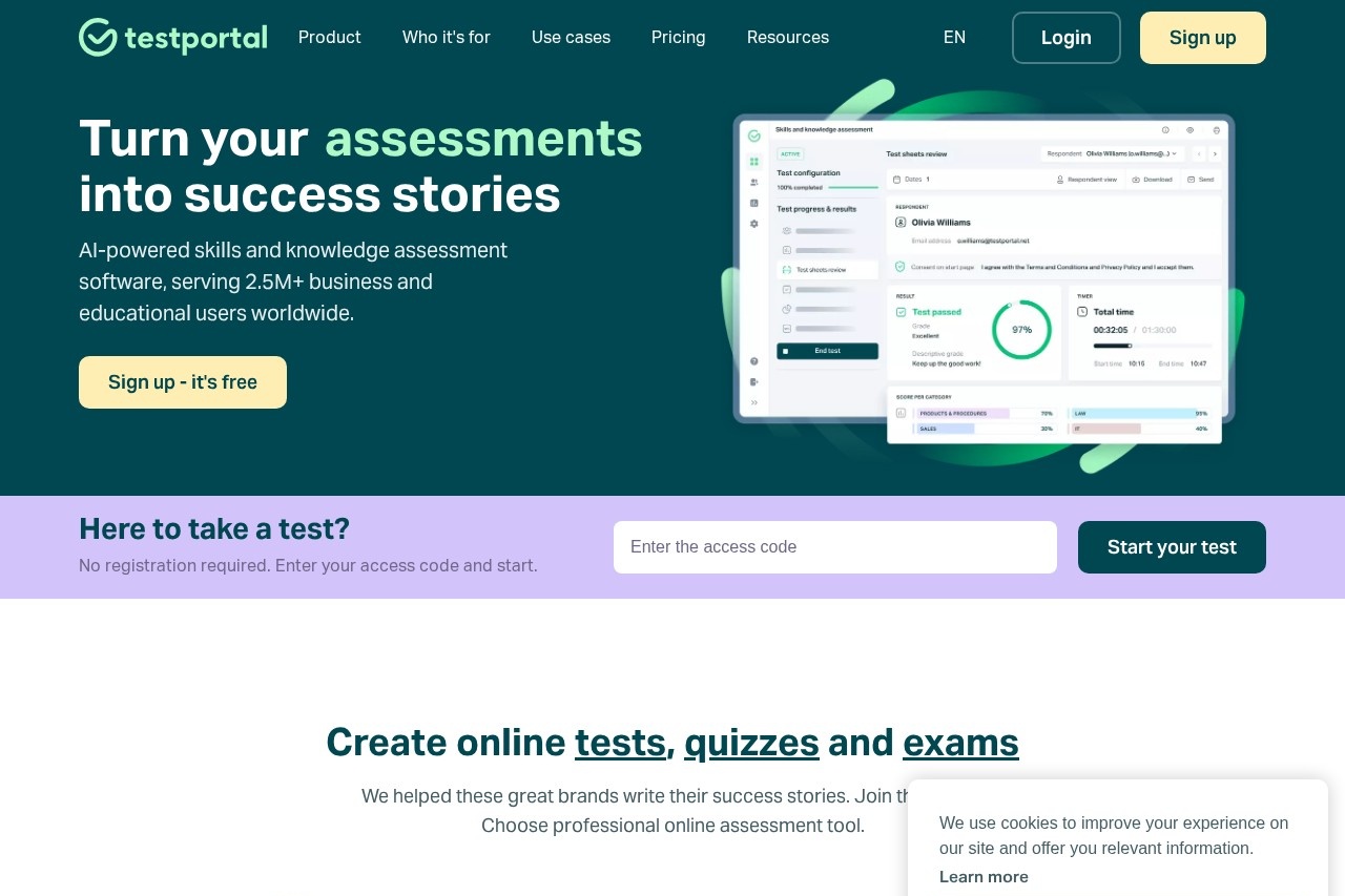 Testportal screenshot