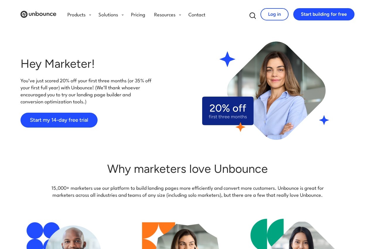 Unbounce screenshot