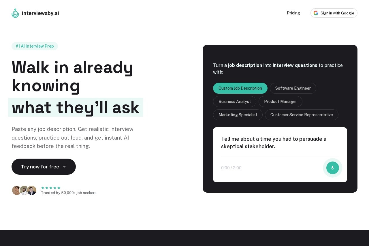Interviews by AI screenshot