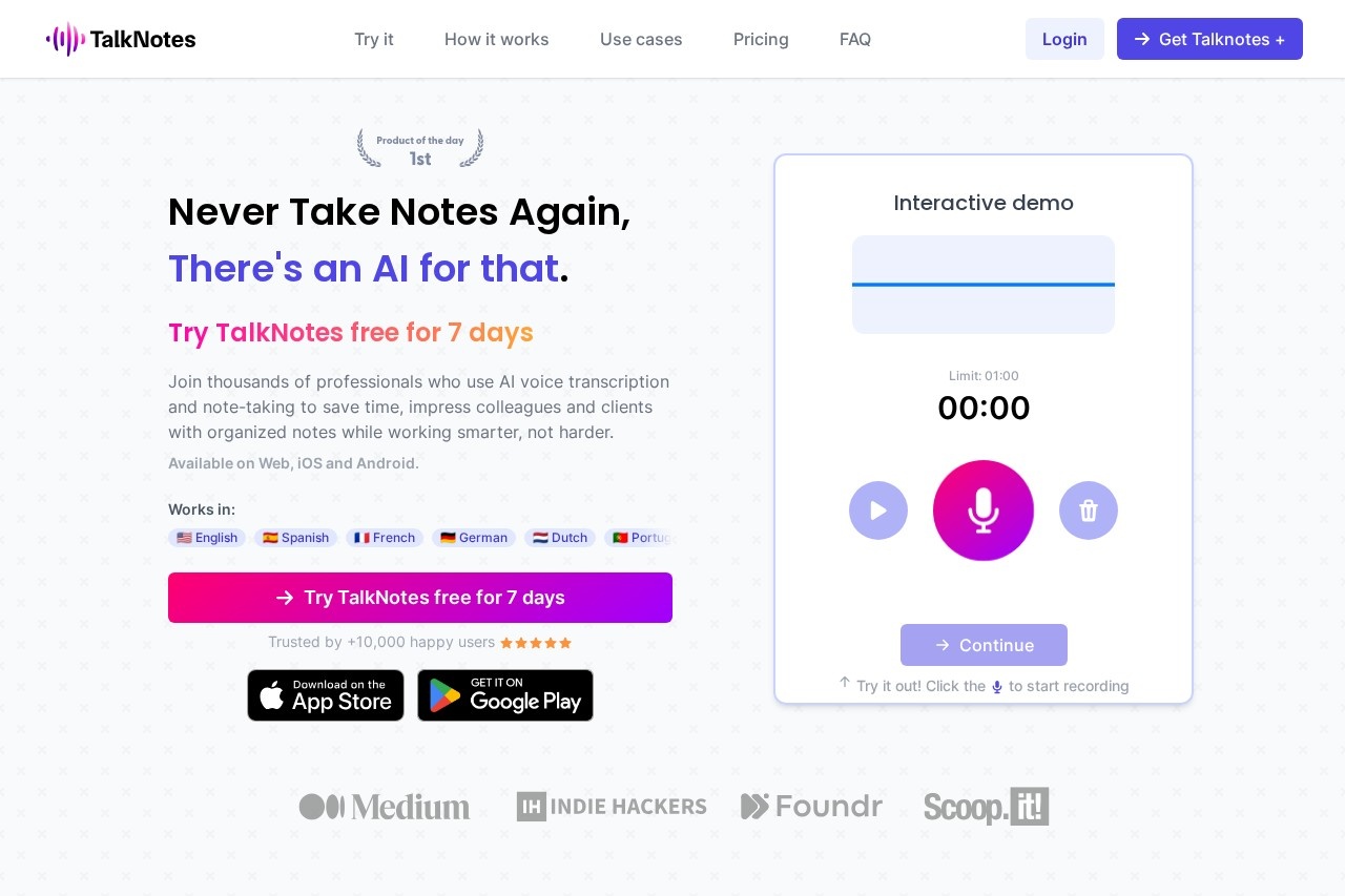 TalkNotes screenshot