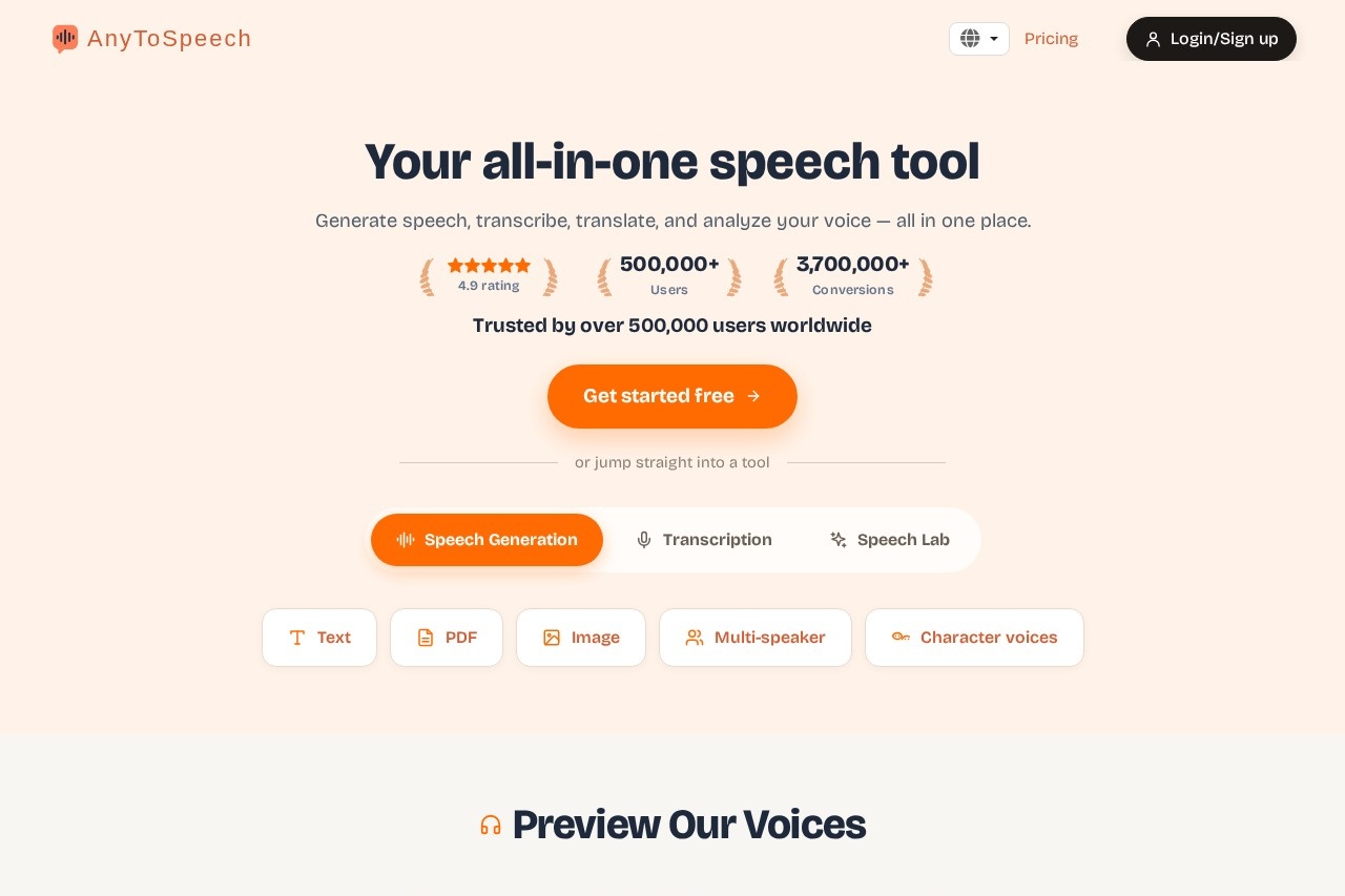 AnyToSpeech screenshot