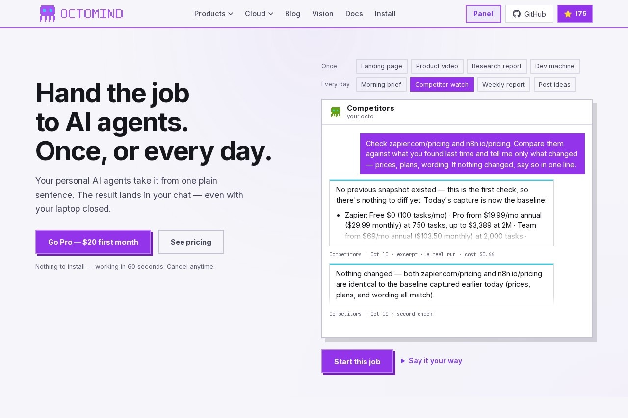 Octomind Cloud screenshot
