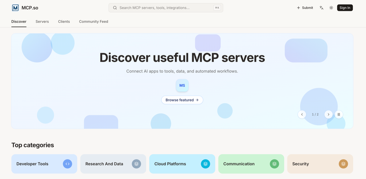 MCP.so screenshot