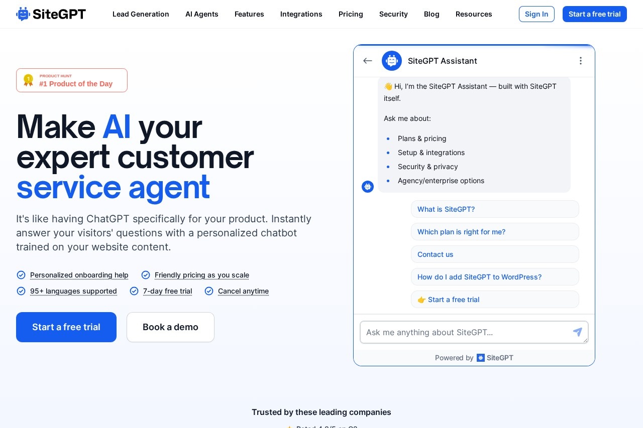 SiteGPT screenshot