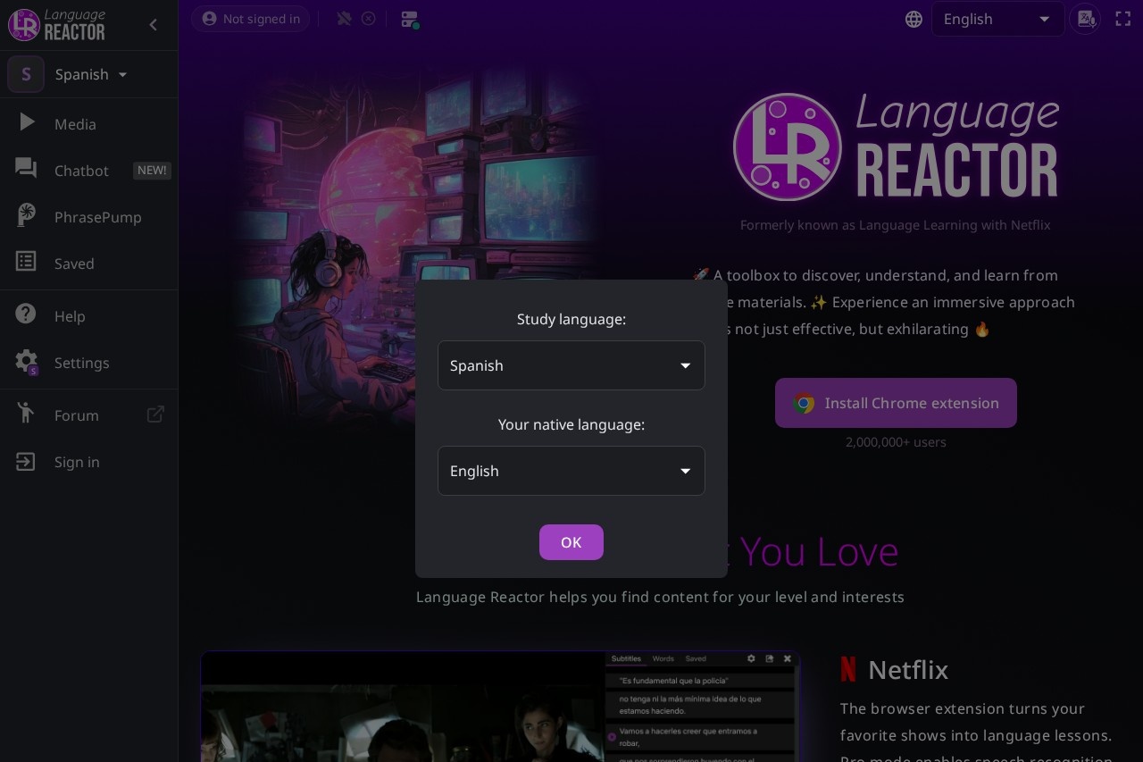 Language Reactor screenshot