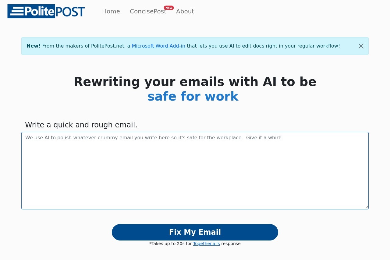 PolitePost screenshot
