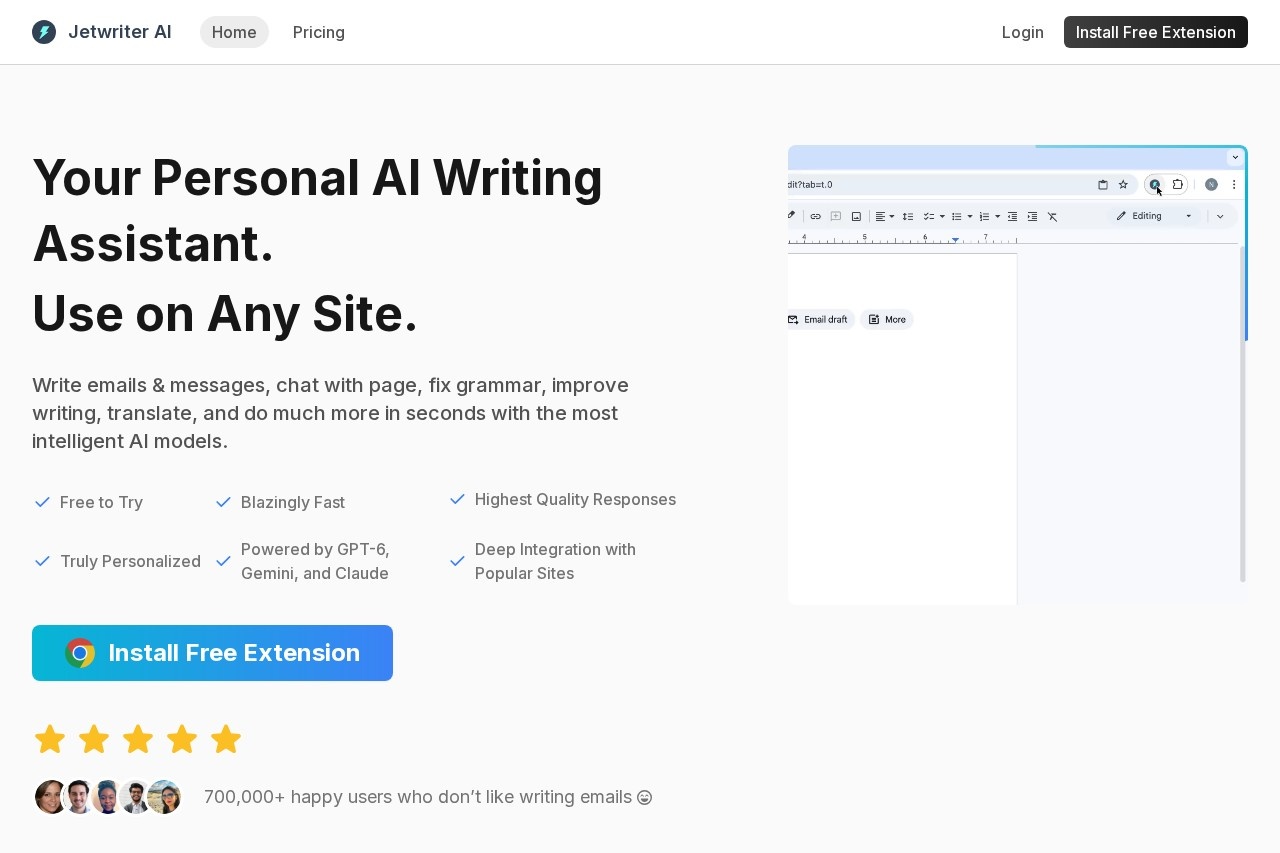 Jetwriter AI (formerly ChatGPT Writer) screenshot