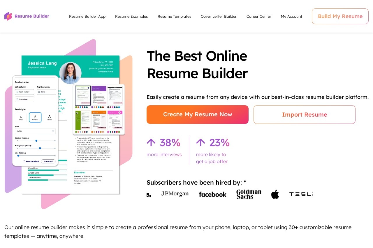 ResumeBuilder.com screenshot