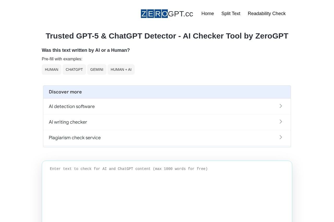 ZeroGPT.cc screenshot