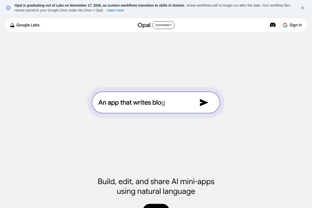 Google Opal screenshot
