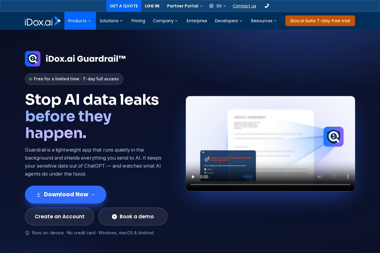 iDox.ai Guardrail screenshot