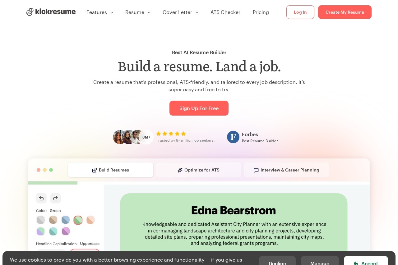 Kickresume screenshot