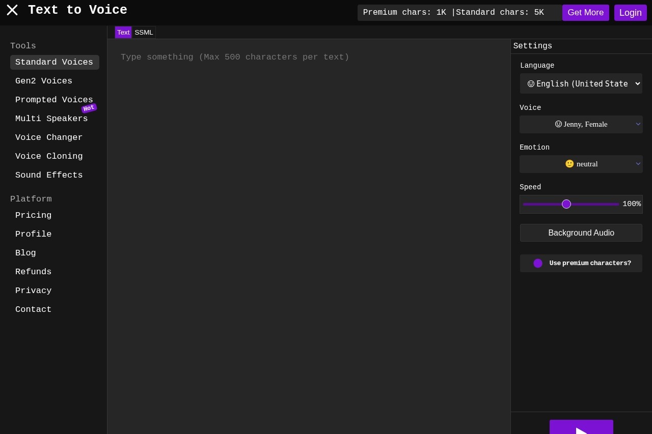 Texttovoice.online screenshot