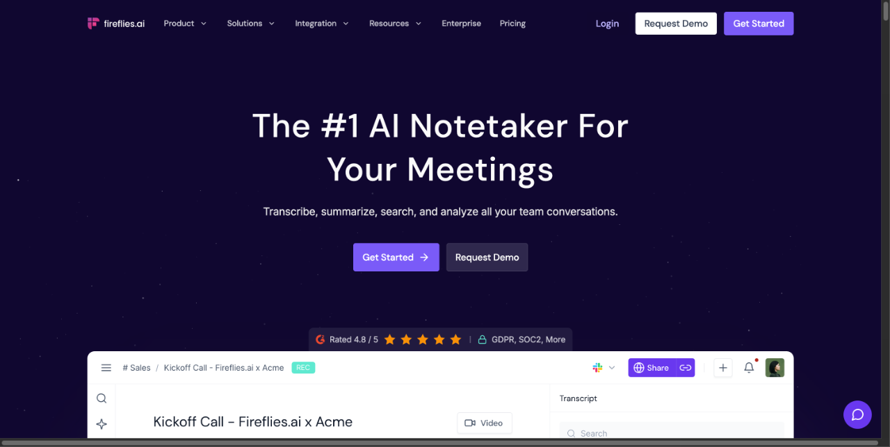 Fireflies ai - AI会议助手 截图