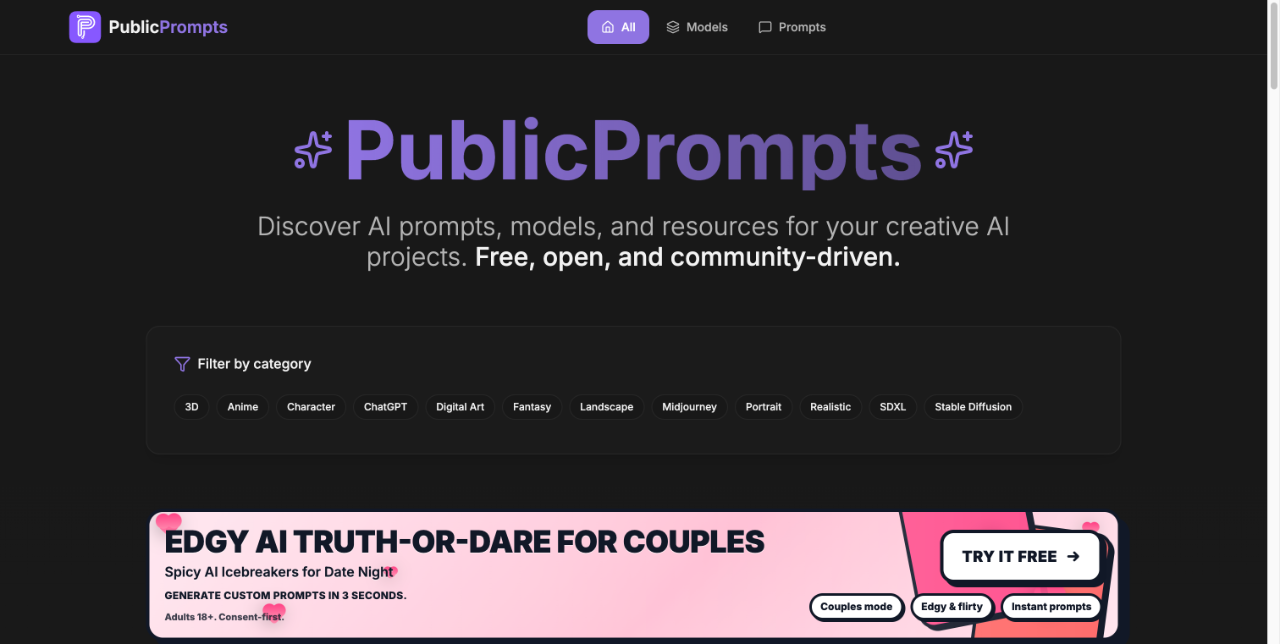 Public Prompts - 高质量AI提示词库 截图