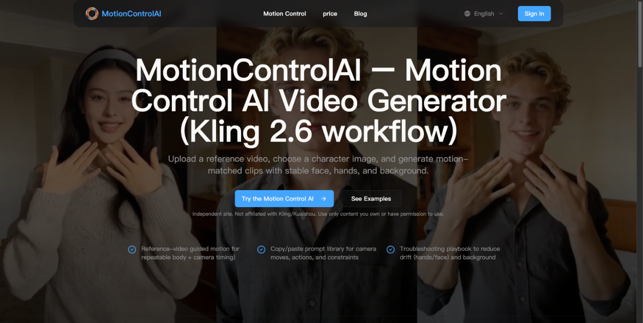 MotionControlAI – Motion Control AI Video Generator 截图