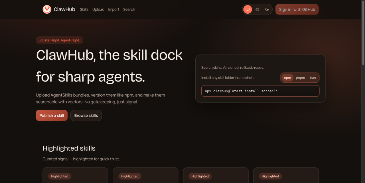 ClawHub - Openclaw Skill社区 截图