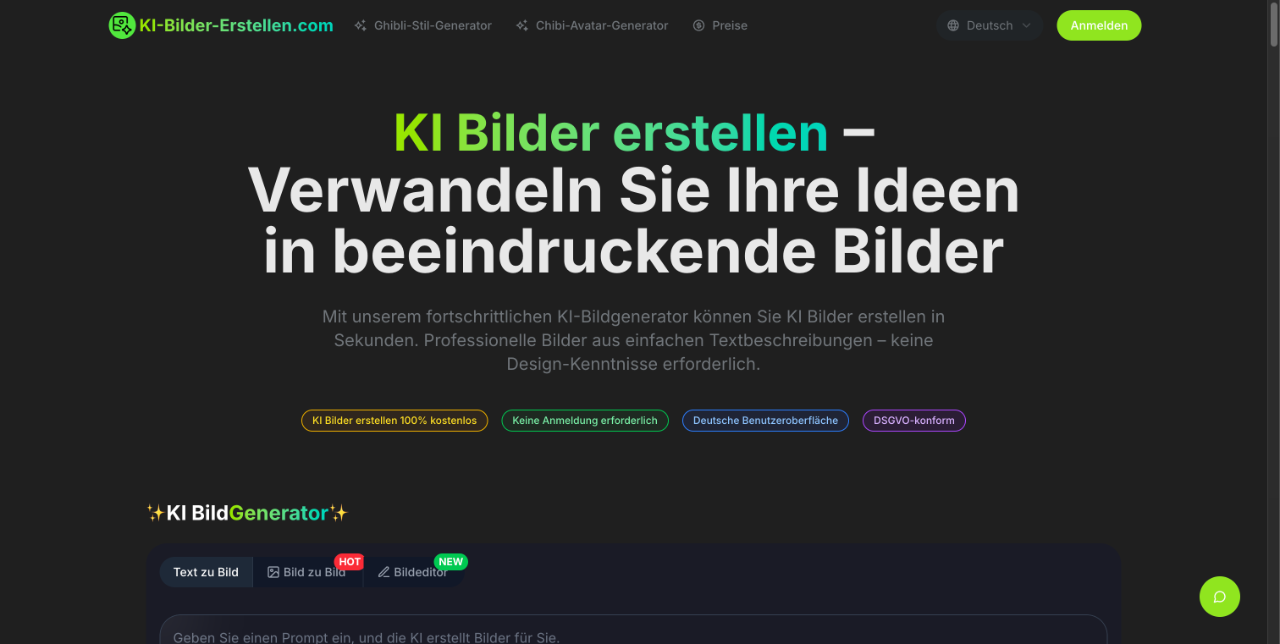 KI Bilder erstellen kostenlos - Deutscher KI Bildgenerator 截图