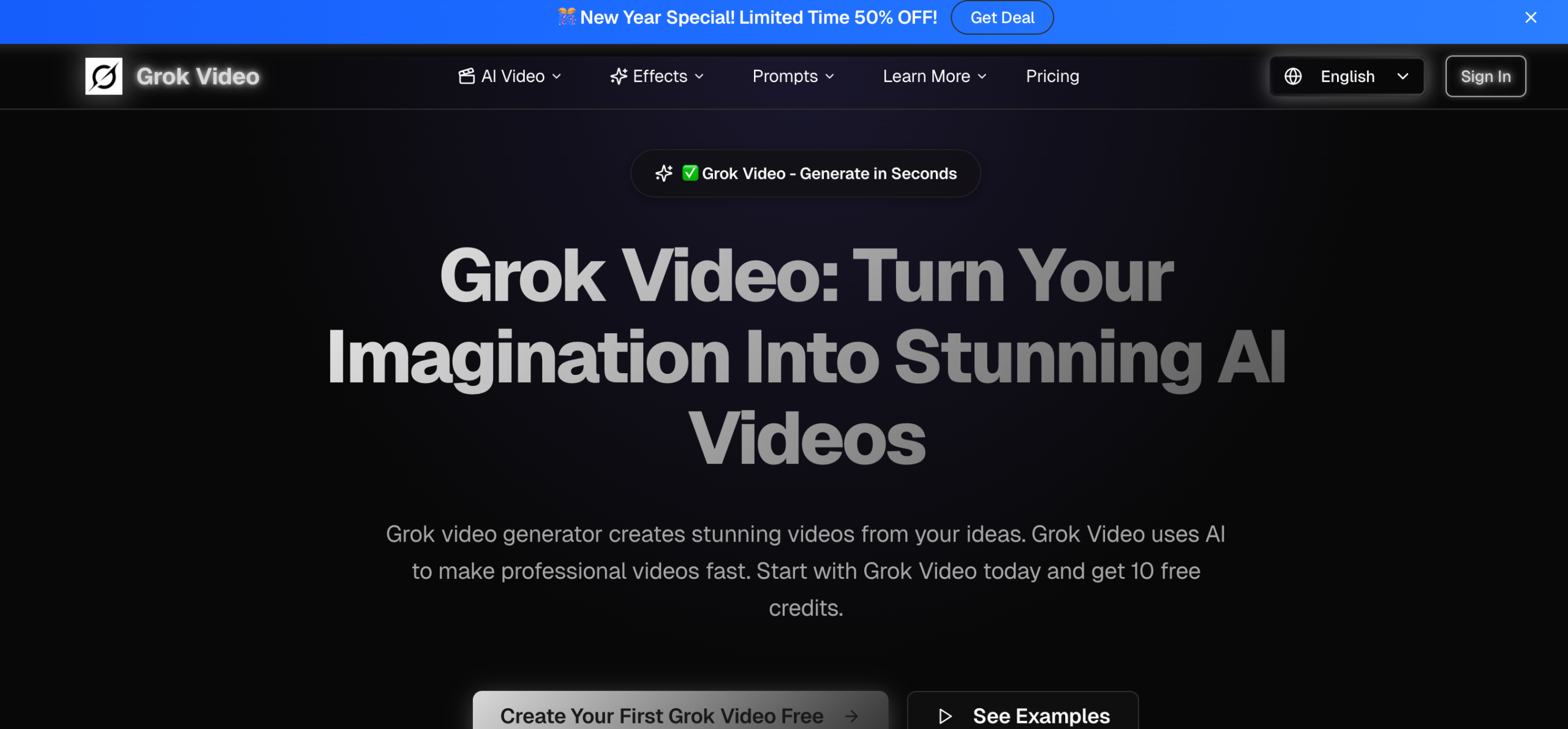 Free Grok Video Generator - AI Video Creation | No Sign Up Required 截图