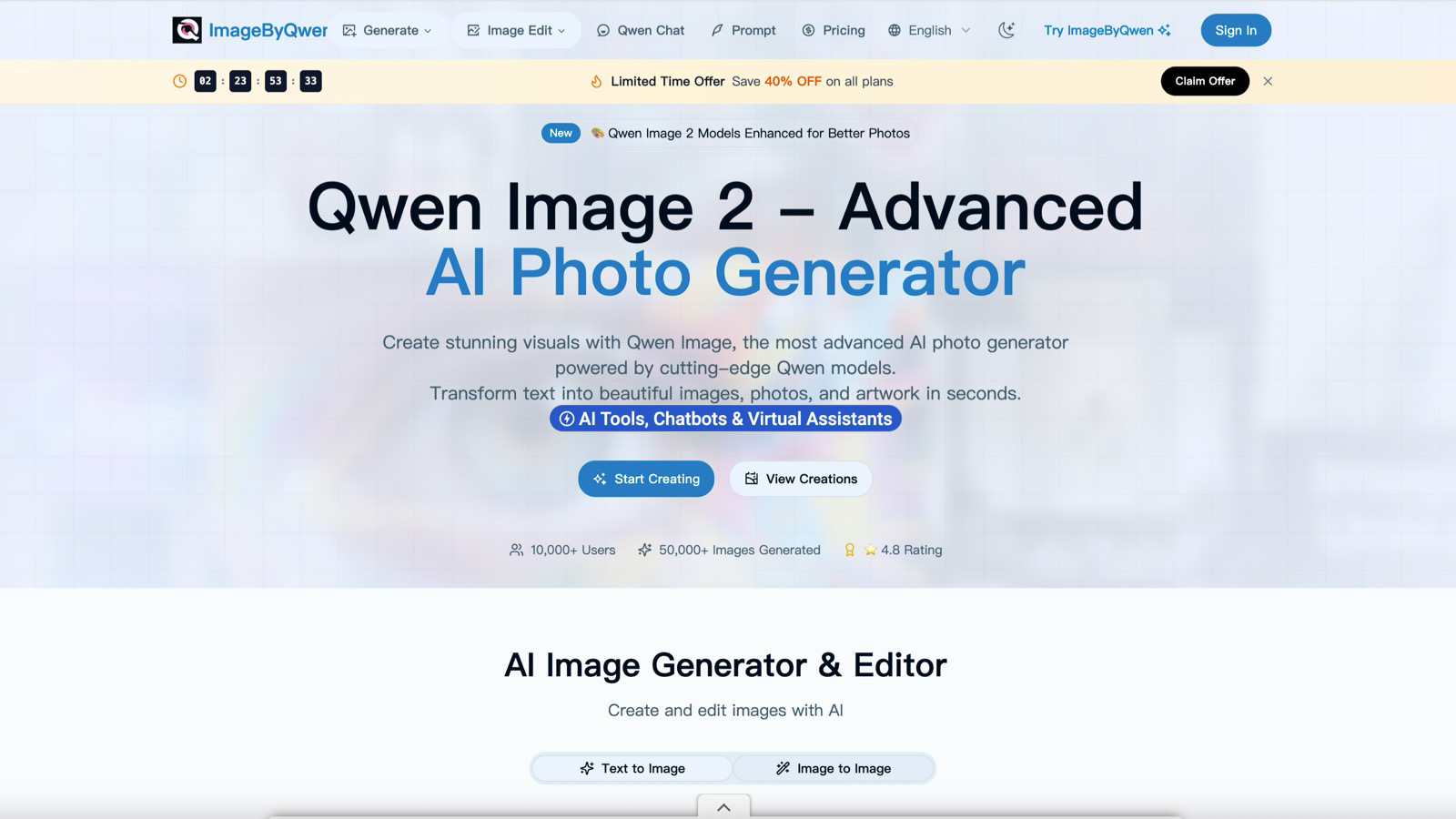 Qwen Image 2 AI图像生成器 | 文字渲染顶级 截图