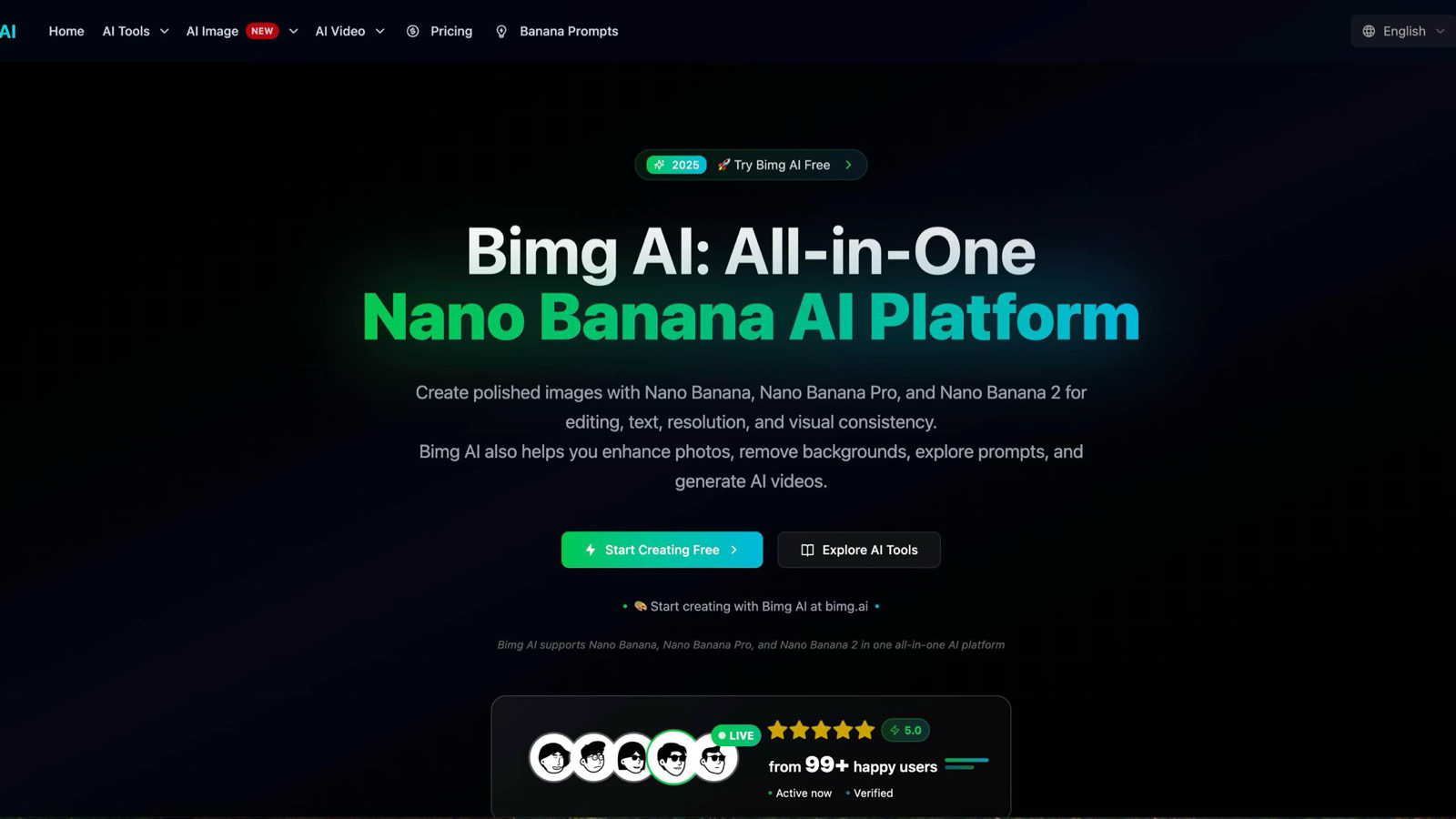 Bimg AI: All-in-One Nano Banana AI Platform 截图
