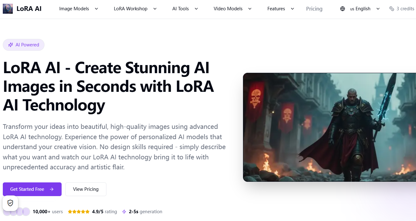 LoRA AI - Create Stunning AI Images in Seconds with LoRA AI Technology 截图