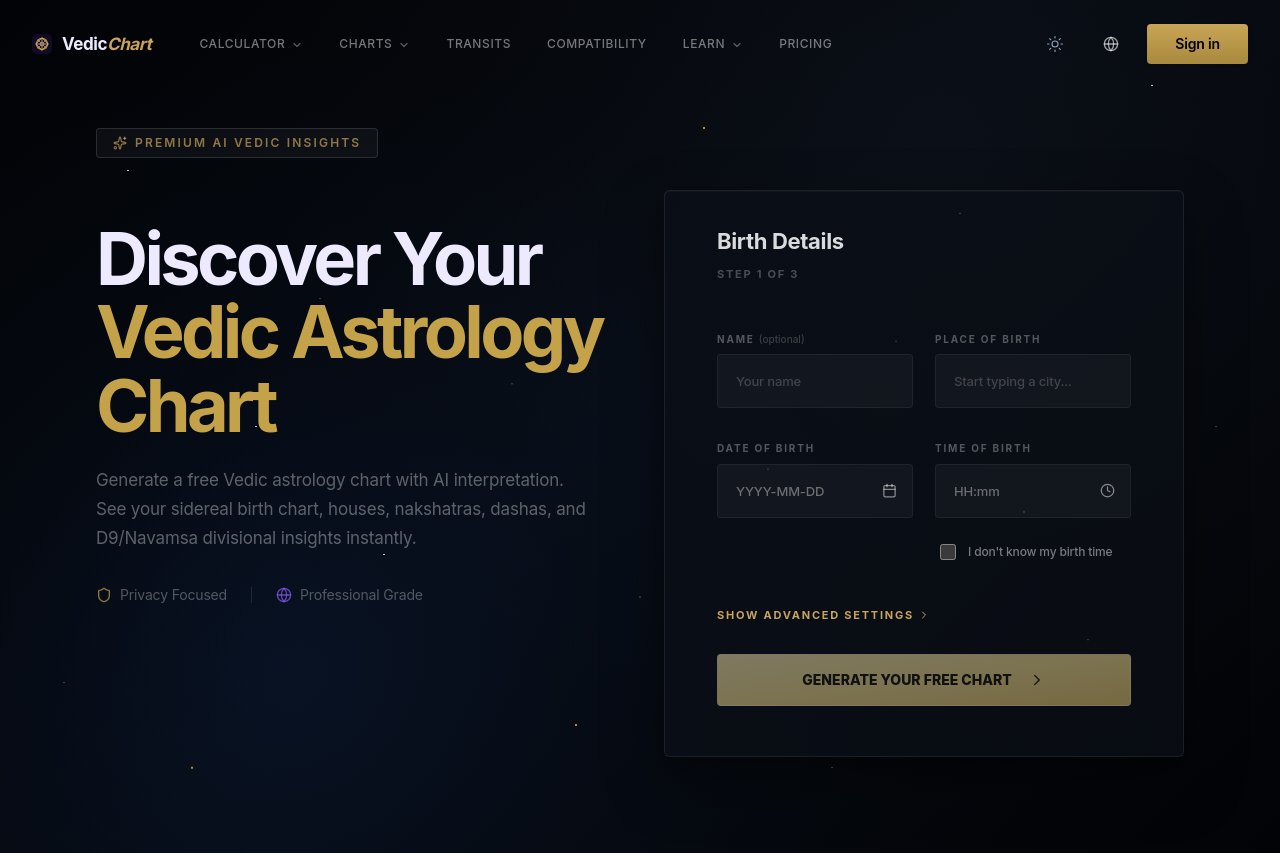 Vedic Astrology Chart 截图