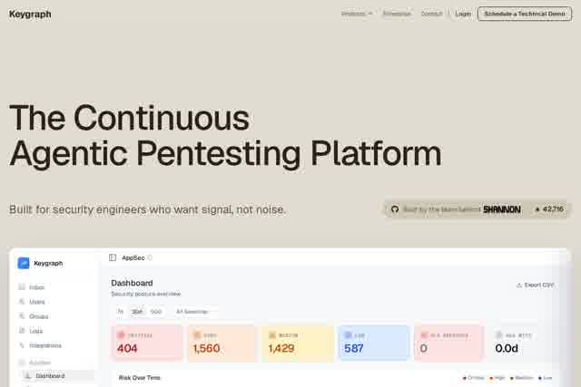 Keygraph | Continuous Agentic Pentesting for the Enterprise - 企业安全 截图