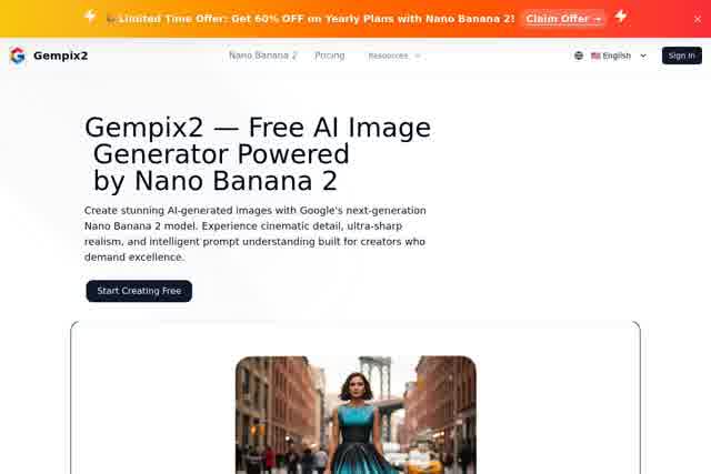 Gempix2 — Free AI Image Generator Powered by Nano Banana 2 截图