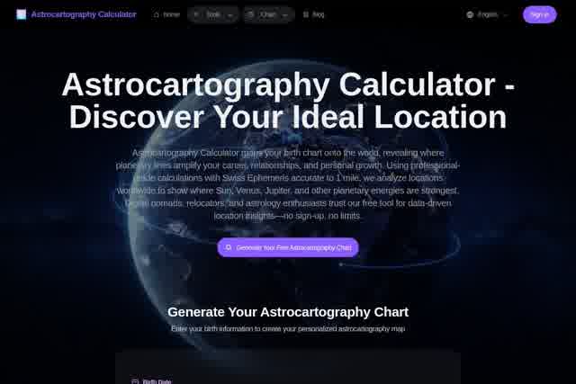 AstroCarto - AI占星地图计算器 截图