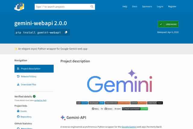 gemini-webapi · PyPI 截图