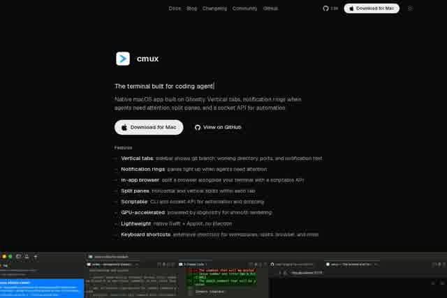 cmux — The terminal built for multitasking - 极速多任务终端 截图