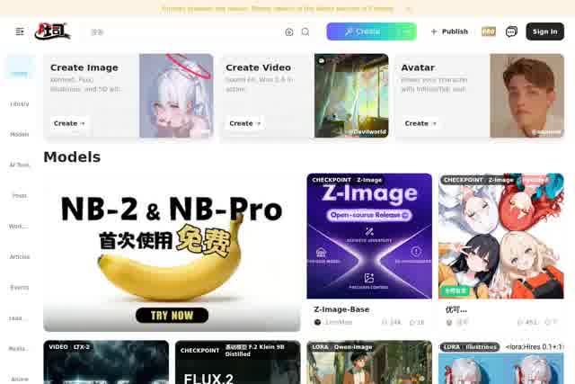 Tensor.Art 截图