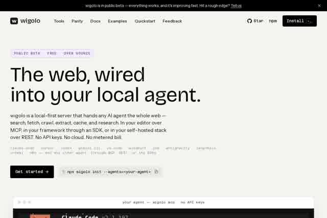 wigolo — local-first web intelligence for AI agents - 开源AI网络工具 截图