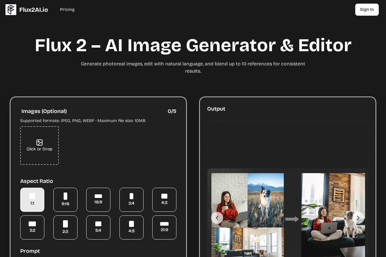 Flux 2 AI | Free Online Advanced Flux.2 AI Image Generator & Editor 截图