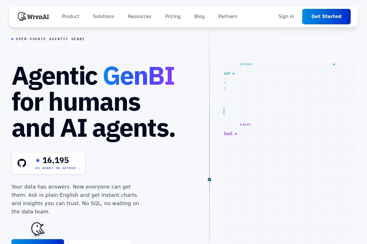 Wren AI | Agentic GenBI for Humans and AI Agents - 开源GenBI平台 截图