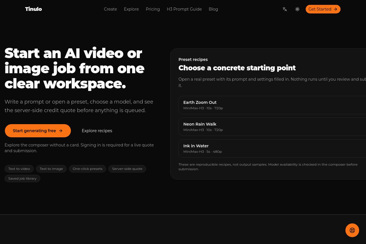 Tinulo - AI 视频与生成式媒体工作台 截图