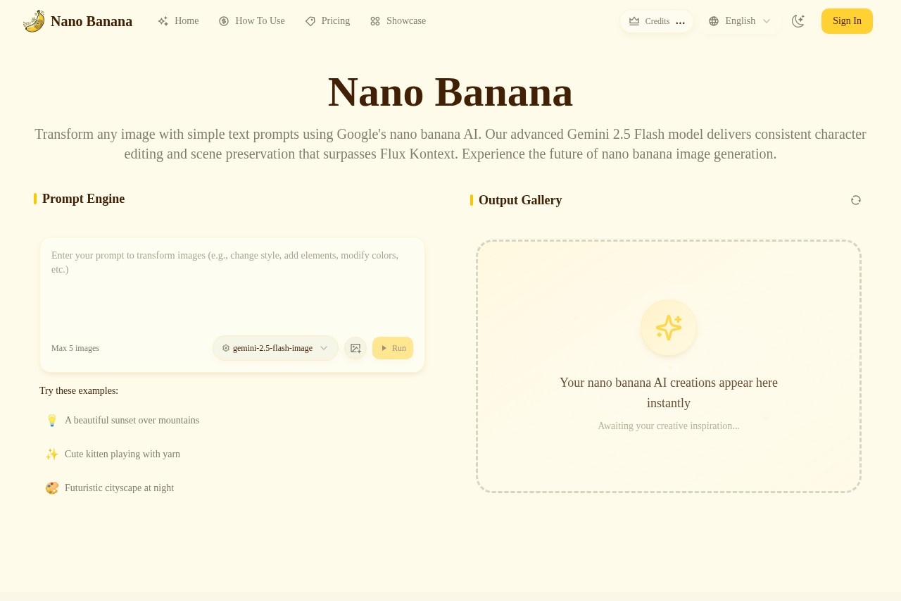 Nano Banana中文版 - 最强AI图像生成工具 | Google Gemini免费在线体验 截图