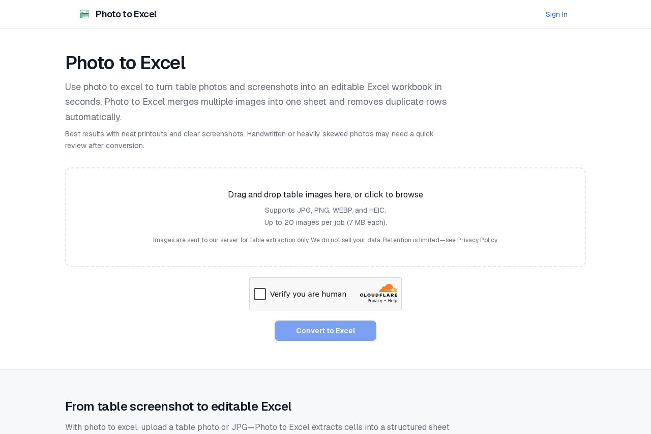 Photo to Excel 截图
