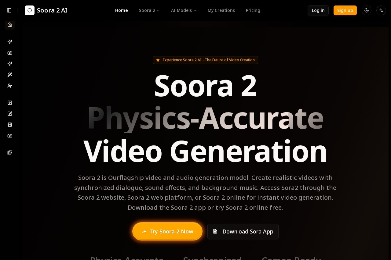 Sora 2 AI —— 基于物理精确模拟的AI视频与图像生成平台 截图