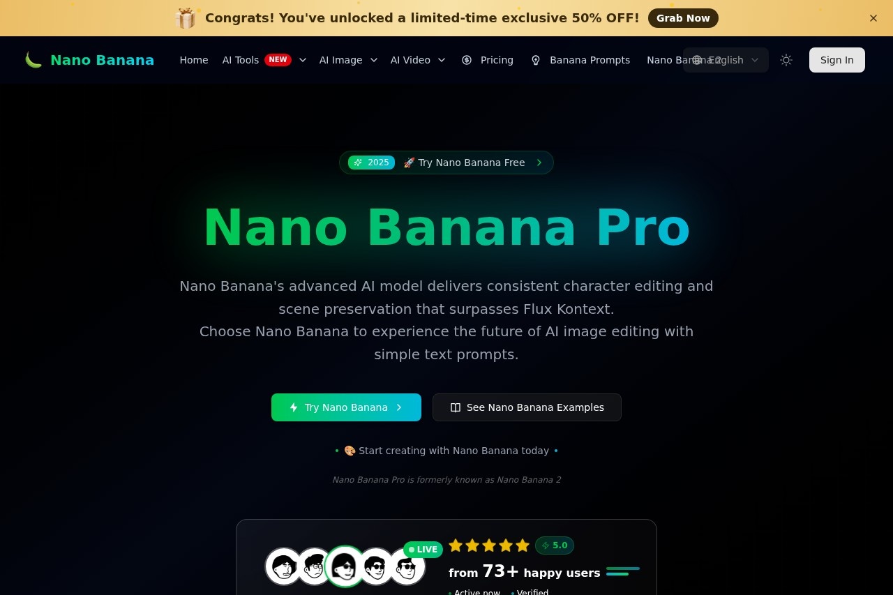 Nano Banana - AI 图像生成器 | 通过聊天编辑图像 截图