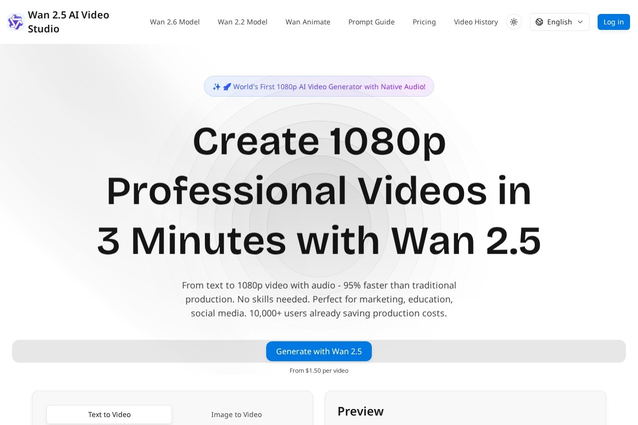 Wan 2.5 AI Video Generator 截图